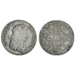 Charles II (1660-1685), Crown, 1663 xv, laureate and draped bust right, rev. crowned revised sh...