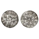 Cnut (1016-35), Penny, pointed helmet type, York, Godman, 1.02g, helmeted and draped bust left,...