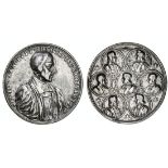 Archbishop Sancroft and the Seven Bishops, 1688, cast and chased silver medal, by J. Smeltzing...