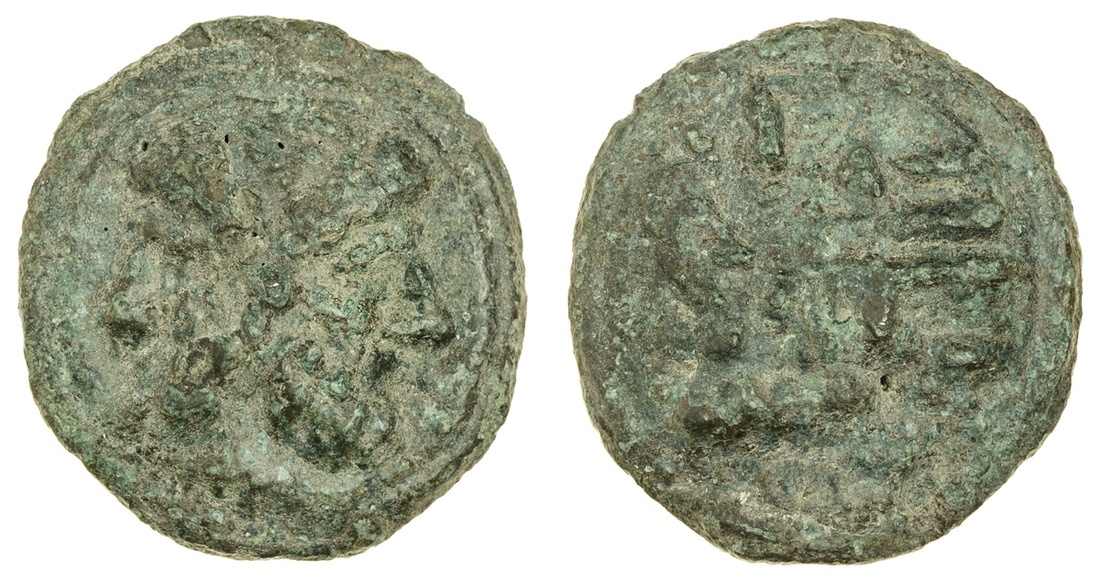 Roman Republic, Rome (c. 217-215 BC), As, 111.62g, 52mm, laureate and bearded head of Janus, re...