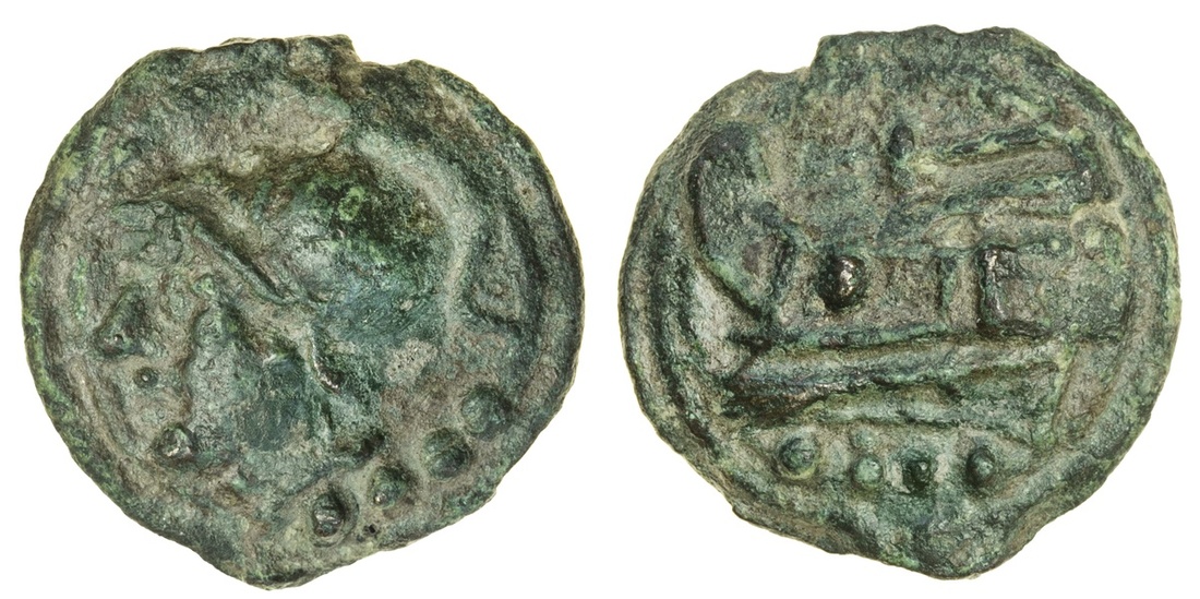Roman Republic, Rome (c. 217-215 BC), Æ Triens, 54.07g, head of Minerva left, wearing Corinthia...