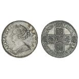 Anne (1702-14), post-Union, Shilling, 1708, third laureated and draped bust left, rev. crowned...