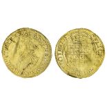 Charles I (1625-49), Double Crown, group B, Tower, 4.44g, m.m. castle, carolvs d g mag bri fr e...