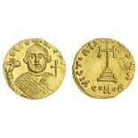 Leontius (695-698), AV Solidus, 4.41g, Constantinople, officina a, crowned and bearded bust fac...