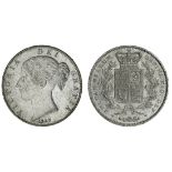 Victoria (1837-1901), Crown, 1847 xi, young head left, rev. crowned shield in wreath, cinquefoi...