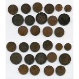 India, East India Company, Bombay Presidency AE Half-Annas (3), 1834, small, medium and large l...