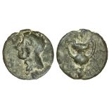 Italy, Picenum, Hatria (c. 268-225 BC), Æ Quadrunx, 133.7g, 55mm, male head left, rev. crater,...