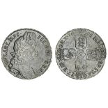 William III (1694-1702), Halfcrown, 1696 octavo, Exeter, first laureate and draped bust right,...