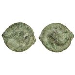 Italy, Picenum, Hatria (c. 268-225 BC), Æ Teruncius, 85.04g, 50mm, fish right, in field hat, re...