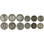 Victoria (1837-1901), Shillings (3), 1887; large head, 1889; 1896; additionally, Sixpences (3),...