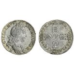 William III (1694-1702), Sixpence, 1697, Exeter, first laureate and draped bust right, e below,...