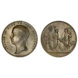 George I of Greece, Visit to the City of London, 1880, bronze medal by G. G. Adams, bust left,...