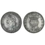 Cromwell, Crown, 1658 over 7, laureate and draped bust left, rev. crowned and garnished shield...