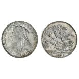 Victoria (1837-1901), Crown, 1896 lx, old 'veiled' head left, rev. St George and Dragon (ESC 26...