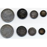 India, East India Company, Victoria (1837-1901), Rupee, Half-Rupee, Quarter-Rupee,1840, 2-Annas...