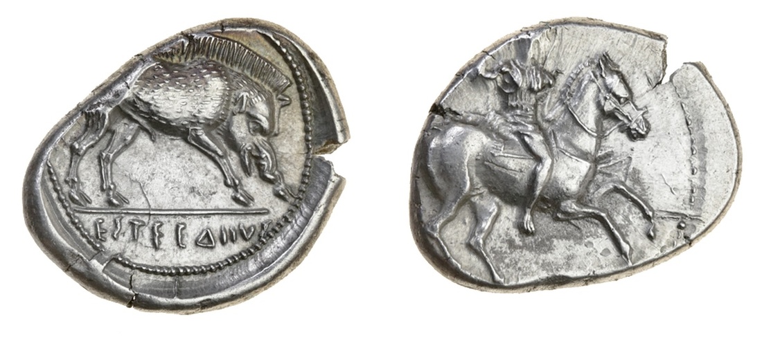 Pamphylia, Aspendus (c. 410-375 BC), AR Siglos, 5.45g, horseman right, rev. boar right, esteede...