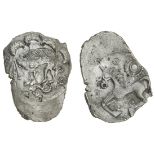 Belgae, uninscribed coinage (c. 55-45 BC), silver Unit, 'Danebury Spear' type, 1.23g, boar left...