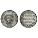 Jersey, Three Shillings Token, 1813, shield, rev. value in wreath (Davis 2; Pridmore 1), cleane...