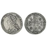 George II (1727-60), Halfcrown, 1731 qvinto, young laureate, draped and cuirassed bust left, re...