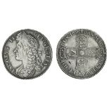 James II (1685-88), Halfcrown, 1688 qvarto, second laureate and draped bust left, hair ties upw...