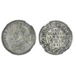 British India, George V (1911-36), Quarter-Anna,1911, Calcutta, 'pig' type (S & W 8.335; Pr.656...