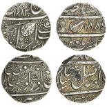 India, Sikh Empire, Rupees (2), Lahore, VS1885 / 1902 (1845), Amritsar, VS1883 (1926) (KM 20.1,...