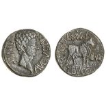 Hispania, Celsa, Augustus (27 BC-AD 14), Æ As, L. Sura and L. Bvcco duoviri, 10.69g, bare head...