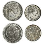 George III (1760-1820), Shilling and Sixpence, 1816, laureate head right, rev. crowned Garter S...