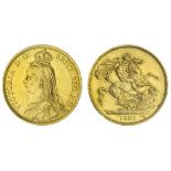 Victoria (1837-1901), Two-Pounds, 1887, 'Jubilee' bust left, rev. St George and dragon (S.3865)...