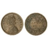 British India, Victoria (1837-1901), AE Half-Anna, 1862, Calcutta, A / I, octagonal berries wit...