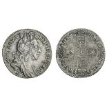 William III (1694-1702), Sixpence, 1696, Exeter, first laureate and draped bust right, e below,...