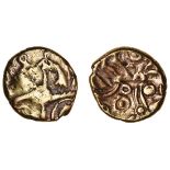 East Wiltshire, Vale of Pewsey (c. 50-35 BC), gold Quarter-Stater, 0.92g, cruciform pattern, st...