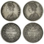 British India, Victoria (1837-1901), Half-Rupees (2), 1874, 1876, Bombay, B / II, different ty...