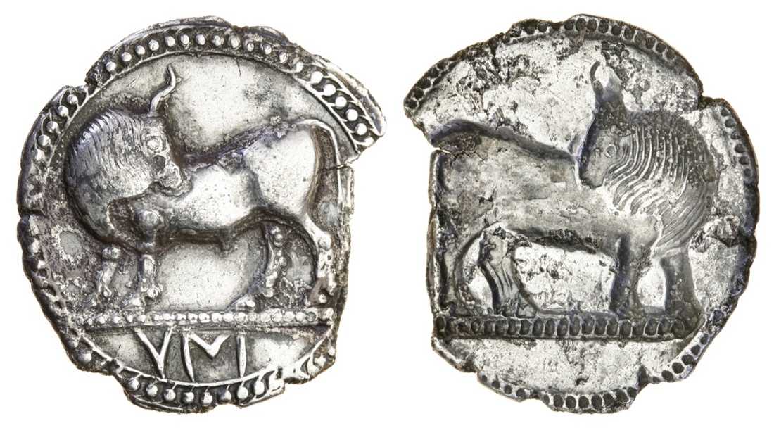 Lucania, Sybaris (c. 530-510 BC), AR Stater, 6.98g, bull standing left, head backturned, vm in...