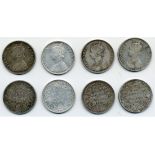 British India, Victoria (1837-1901), Rupees, 1885 (4), Calcutta, Bombay (3), different die vari...