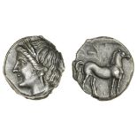 Bruttium, Second Punic War, mint under Carthaginian control (c. 215-205 BC), AR Quarter-Shekel,...