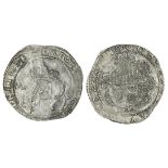 Charles I (1625-49), Halfcrown, Exeter, 14.33g, m.m. rose, King on horseback riding left, sash...