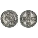 George II (1727-60), Halfcrown, 1746 decimo nono, older laureate, draped and cuirassed bust lef...