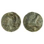 Roman Republic, Rome (c. 225-217 BC), Æ Uncia, 17.37g, 26mm, head of Roma left, wearing Attic h...