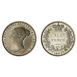 Victoria (1837-1901), Proof Sixpence, 1853, young head right, rev. crowned value in wreath (S.3...