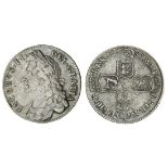 James II (1685-88), Halfcrown, 1687 tertio, first laureate and draped bust left, hair ties dow...