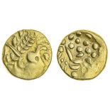 Catuvellauni, uninscribed coinage (c. 60-50 BC), gold Stater, 6.32g, 'Westerham North' type, cr...