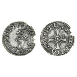 Harthacnut, regency (1035-37), Penny, 'Jewel cross' type, Lewes, Northman, 0.97g, hard[a]-cnut...