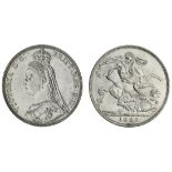 Victoria (1837-1901), Crown, 1892, Jubilee bust left, rev. St George and Dragon (S.3921), scatt...