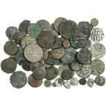 South India, miscellaneous coins including, AE Kasu of the Cholas (22), AE Massa of medieval Sr...