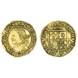 James I (1603-25), Quarter-Laurel, third coinage, 2.26g, m.m. lis, fourth laureate, draped and...