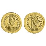 Marcian (450-457), AV Solidus, 4.47g, Constantinople, officina i, helmeted and cuirassed bust f...