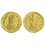 Arcadius (383-408), AV Solidus, 4.32g, Constantinople, AD 388-392, officina , diademed, draped...