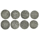India, Mughal Empire, Akbar (1556-1605), Rupees (4), Hazrat Delhi, AH973, Jaunpur, AH977, Kalpi...