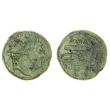 Roman Republic, Rome (c. 217-215 BC), Æ Sextans, 18.51g, 29mm, head of Mercury right, wearing w...